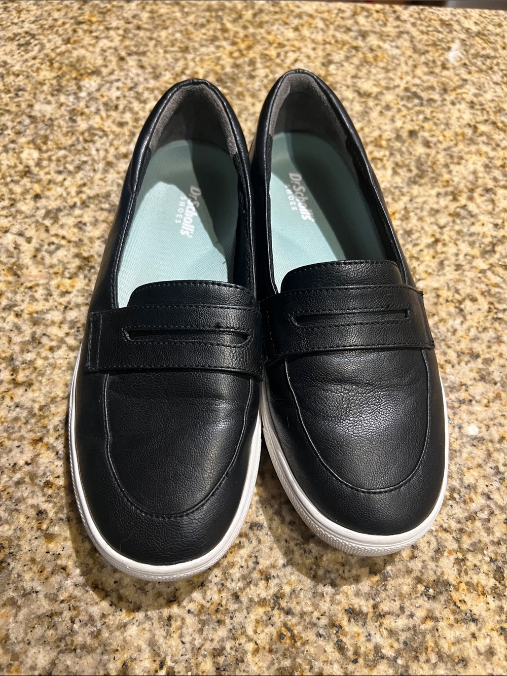 Dr. Scholl's Black Casual Leather Slip-On Loafers with White Sole